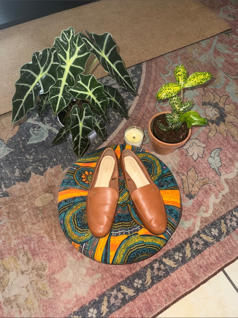 Liz Claiborne Cognac Brown Leather Slip-On Loafers
